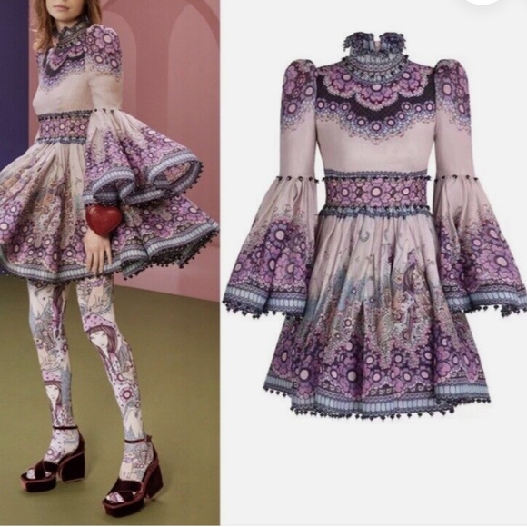 Zimmermann Celestial Bell Sleeve Minidress NWT